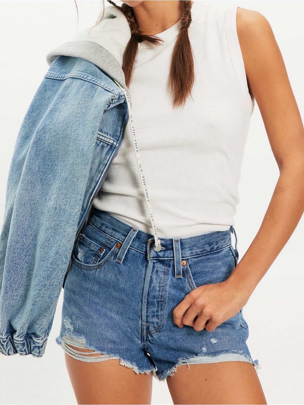 Levi’s 501s NWOT Light Blue Distressed Denim Shorts 33